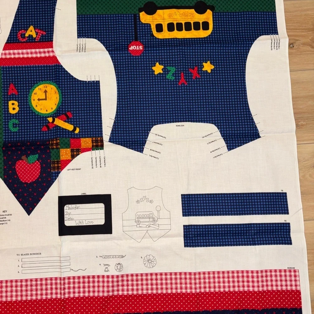 Vintage DreamSpinners Kids' Back to School Vest Cut and Sew Fabric Panel